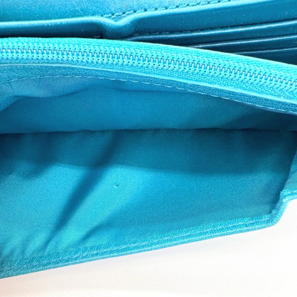 Coach Madison Slim Envelope Wallet Teal Dark Plume Leather Silver Hardware